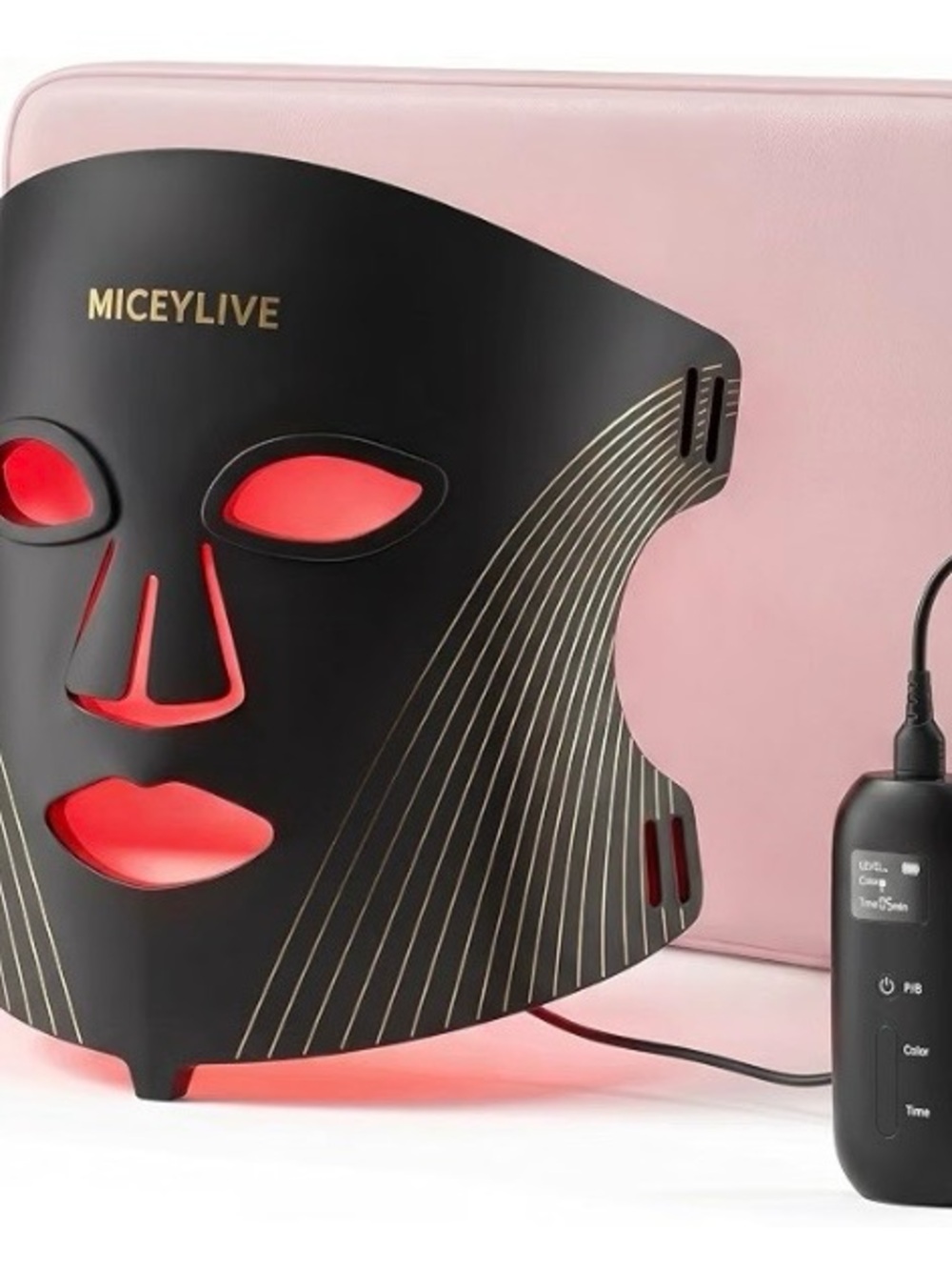 New LED Red & Blue Light Face Mask 432 LEDs 3 Modes with Pink Travel Case